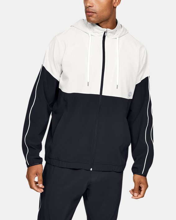 Men's UA RUSH™ Woven Warm-Up Jacket in Black image number 0